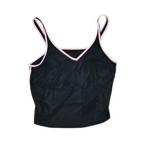 Figure Magic Swimsuit Top Womens Plus Size 18W Black Pink Trim Beach Summer Swim